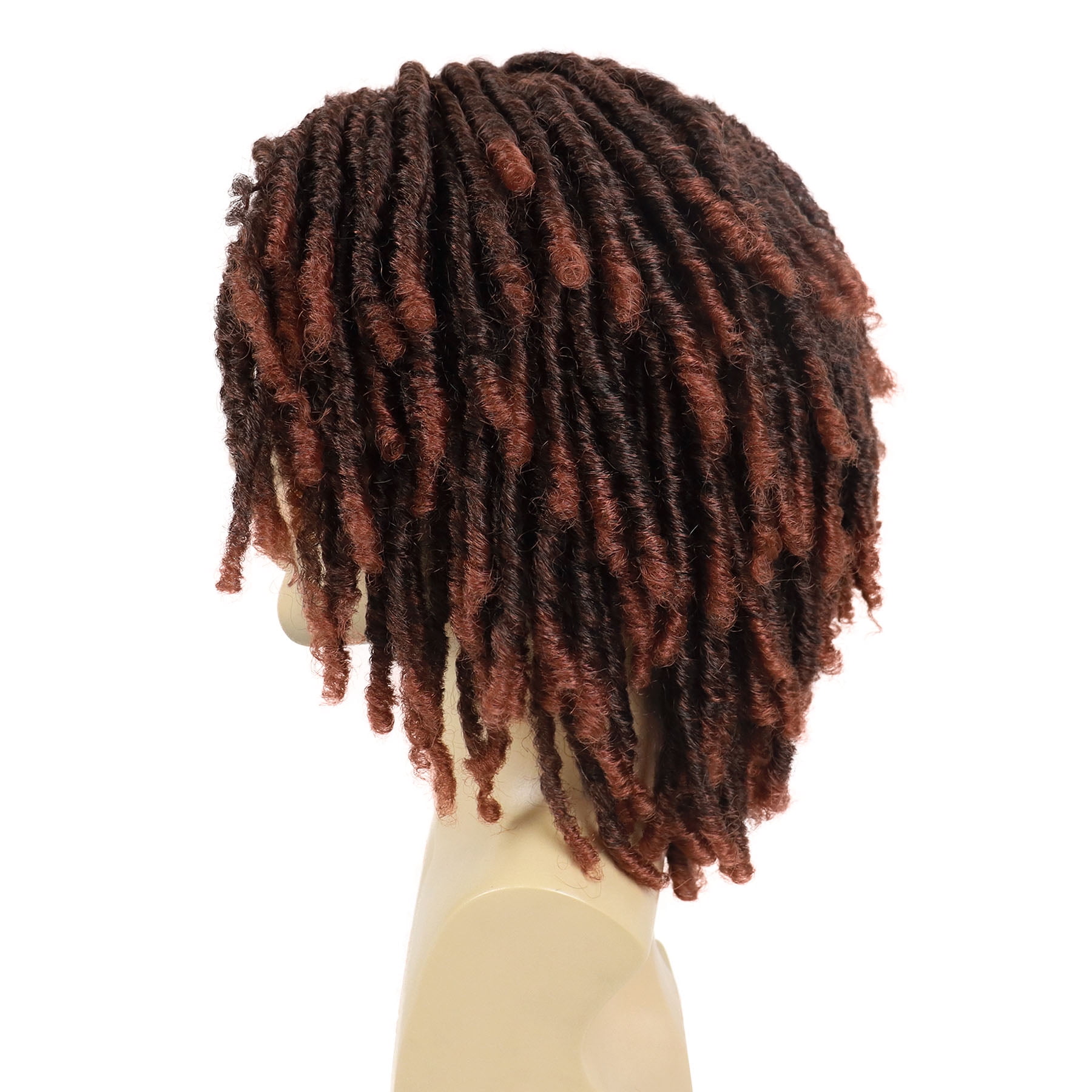 Short  Faux Locs Braided Wig for Man Black ColorTwist Hair Dreadlocks Wig Natural Synthetic Hair Wig with Bangs