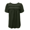thumbnail image 4 of Ediodpoh A Plain Polka Dot Shirt for Ladies A Casual and Elegant Lace Patchwork Pleated Round Neck Top T Shirts for Women Green L, 4 of 4