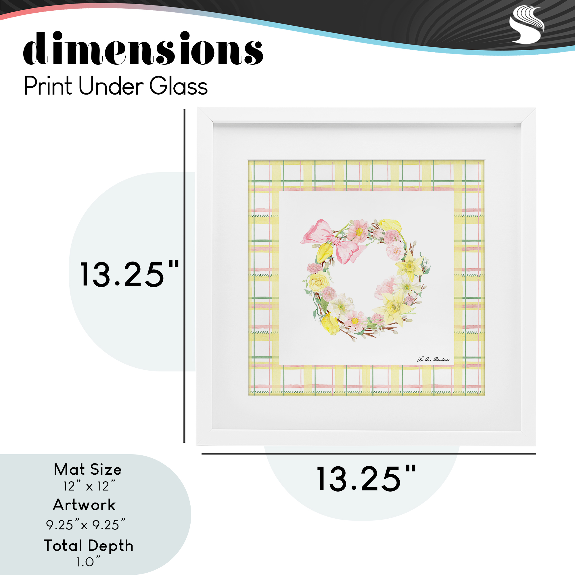 Wreath in Spring Pastels White Framed Print Under Glass, design by Lee Ann Sanders