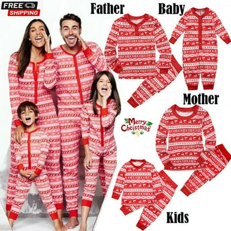 

Matching Christmas Pajamas For Family Sleepwear Nightwear Long Pajamas Red