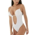 thumbnail image 3 of Defitshape Women's Backless Body Shapewear Seamless U Plunge Bodysuit Bridal Thong Shaper White 34 fit 34C/34D, 3 of 5