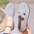 thumbnail image 2 of Domzle Women's Woven Orthopedic Breathable Soft Shoes Go Walking Slip on Diabetic Foam Shoes Hands Free Slip in Sneakers Arch Support Gray, 2 of 5