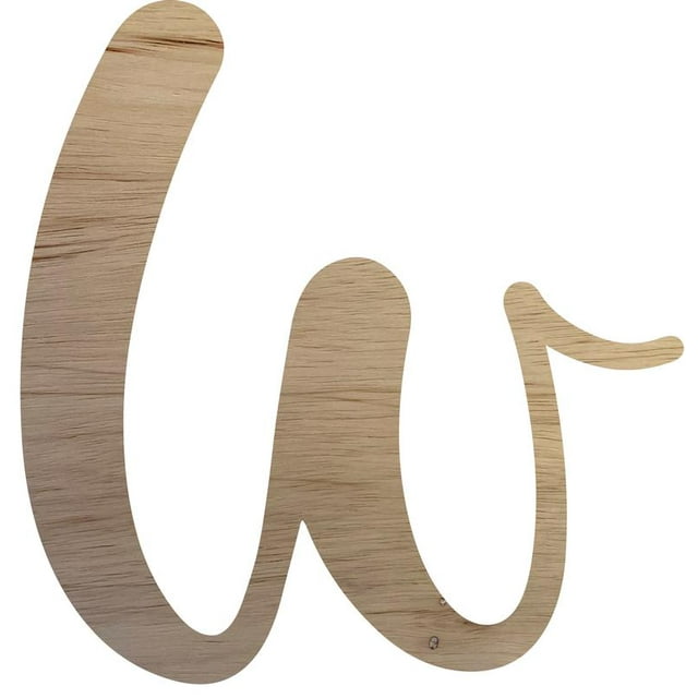 Wooden Letter Cursive W, Unfinished 8'' Craft Wood Letter, Paintable