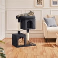thumbnail image 2 of Yaheetech 33.5" Double Condo Plush Cat Tree with Scratching Posts, Black, 2 of 7
