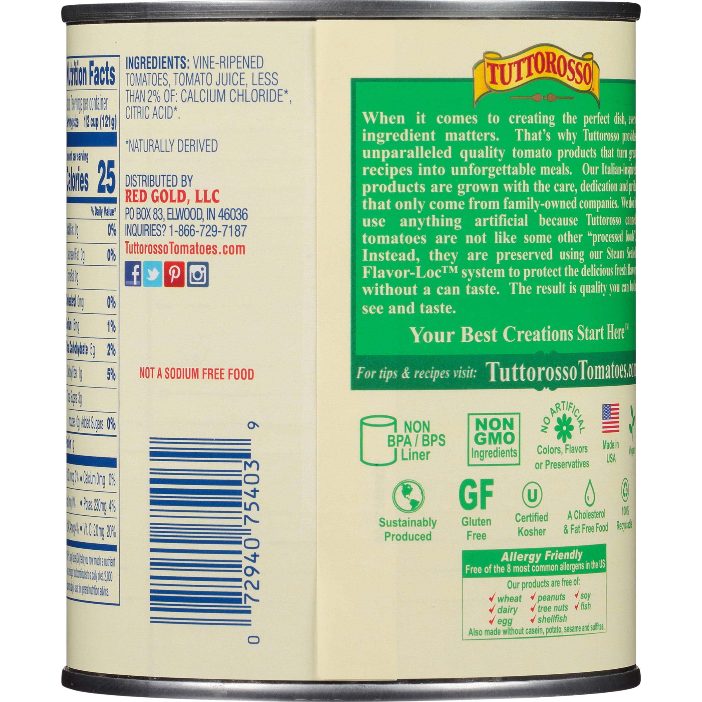 (2 pack) Tuttorosso No Salt Added Diced Tomatoes, 28 oz Can