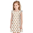 thumbnail image 1 of Balery Cute Carrot Print Camisón de princesa para niñas, pijama de algodón con mangas abullonadas, suave y bonito.-Large, 1 of 6