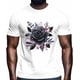 thumbnail image 2 of Camisetas casuales de manga corta con estampado de flores negras en acuarela para hombre. Camisetas gráficas., 2 of 8