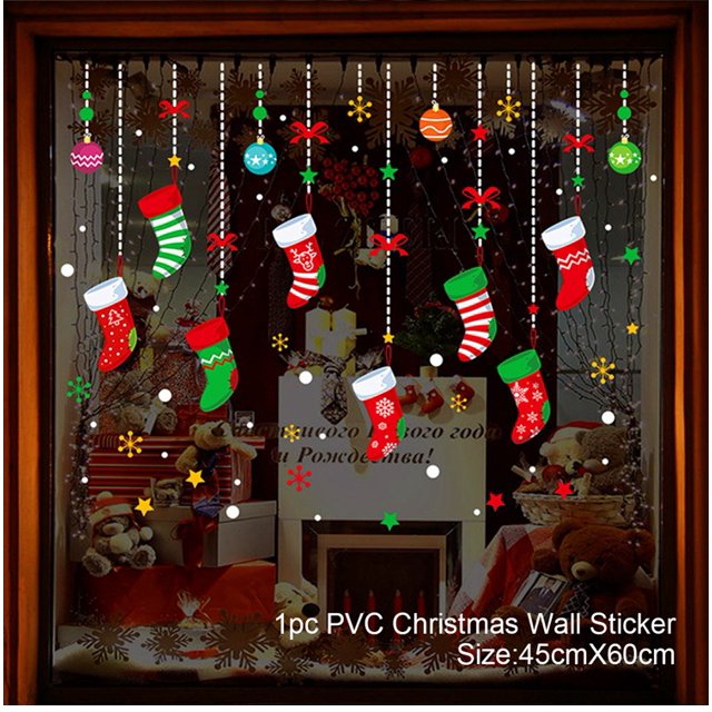 Pegatina navideña para ventana, adornos navideños para el hogar, adorno navideño 2024, regalos navideños, Año Nuevo 2025