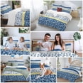 thumbnail image 6 of Blue Yellow Bedding 3 Piece Duvet Cover Set California King, Botanical Floral Motifs Wildflower Striped Soft Microfiber Comforter Cover with Zipper Closure & Pillowcases, FadeResistant Quilt Cover, 6 of 9