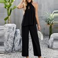 thumbnail image 5 of Women's Summer 2 Piece Outfits Casual Criss Cross Sleeveless Tank Tops and Wide Leg Pants Sets Tracksuits Ladies Clothes, 5 of 8