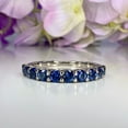 thumbnail image 6 of Bluebelljewels Eternity Wedding Blue Sapphire Stacking Band Ring, 14k Yellow Gold Plated Silver Half Eternity Promise Band, Gift For Anniversary, Christmas or Birthday, 6 of 6