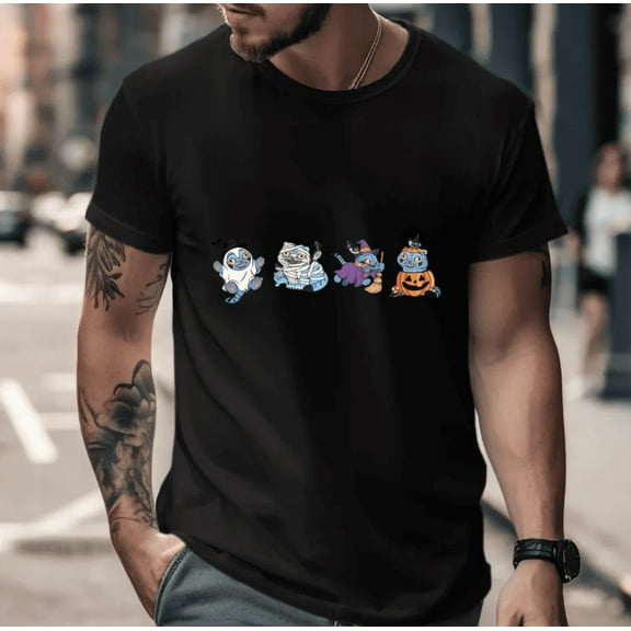 Halloween Tiger Funny Derpy Animal Spooky Retro Cute Graphic Unisex T-Shirt, for men & women, up to size 5XL