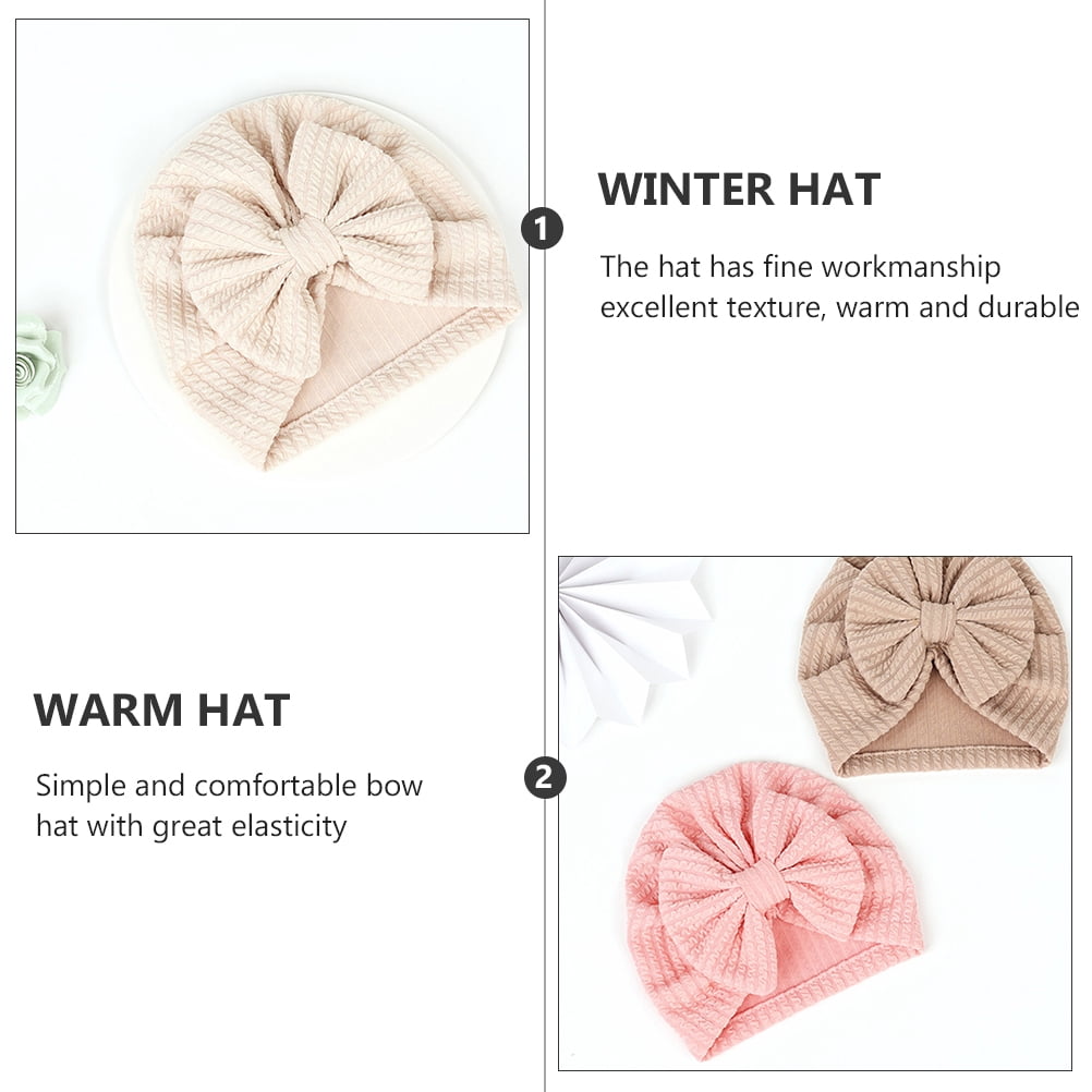 Bonnet D'hiver Enfant En Polyester - Élastique, Confortable - Motifs Festifs (Noël) - Taille Unique 47x30 Cm - Rose, Bleu, Marron - 4