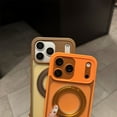 thumbnail image 6 of For iPhone 17 Pro Max Phone Case,360° Rotatable Ring Kickstand,Compatible with Mag-Safe,PC + TPU Hybrid Protection,Matte Skin-feel Anti-fingerprint Translucent Back,Shockproof Phone Case,Orange, 6 of 9