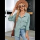 thumbnail image 4 of Blusas Informales de Larga Extragrandes con Botones y Cuello Halter para Mujer Verde XXL, 4 of 10