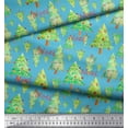 thumbnail image 2 of Soimoi Blue Heavy Satin Fabric Text & Christmas Tree Printed Craft Fabric by the Yard 54 Inch Wide, 2 of 3