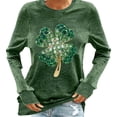 thumbnail image 2 of Craaazy Women's St Patricks Day Tops Clover Crewneck Long Sleeve Shirts Gifts, 2 of 6