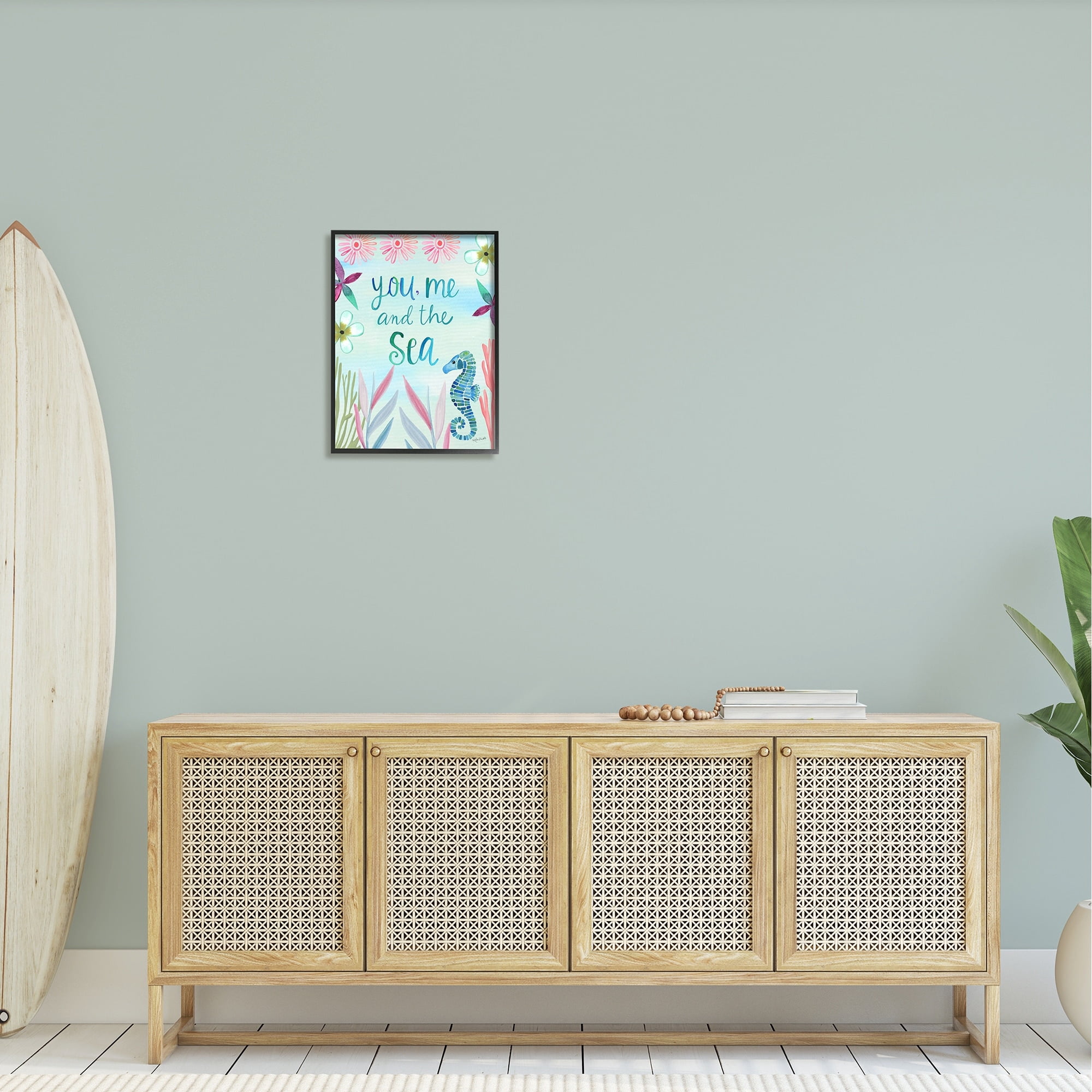 Stupell Industries You, Me & Sea Romanic Beach Lover Ocean Life Phrase Graphic Art Black Framed Art Print Wall Art, Design by Katie Doucette