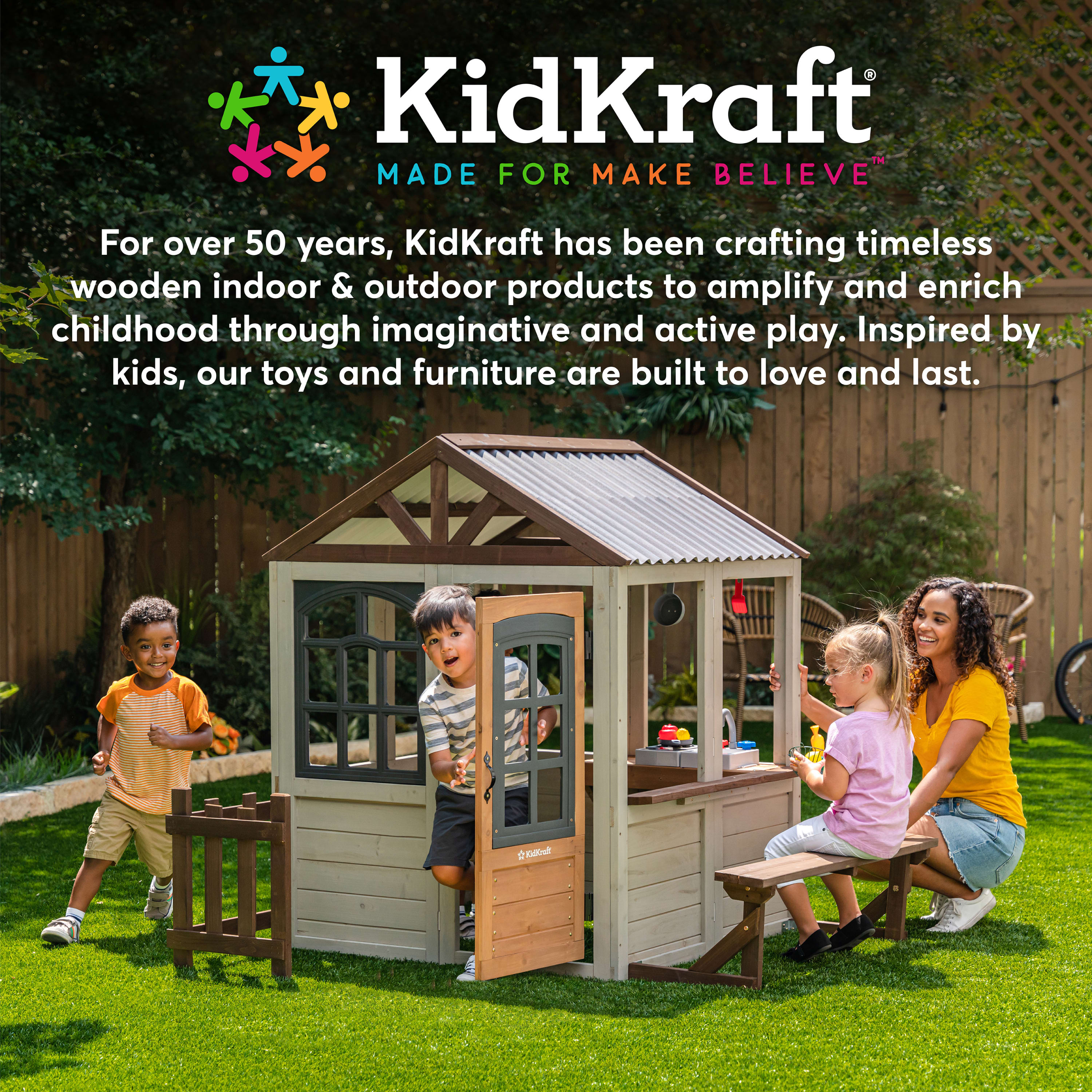 KidKraft Austin Wooden Outdoor Swing Set with Slides, Swings, Kitchen and Rock Wall - image 26 of 27