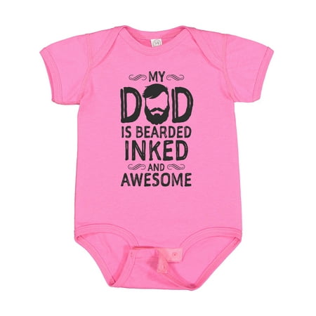 

Inktastic My Dad is Bearded Inked and Awesome Boys or Girls Baby Bodysuit