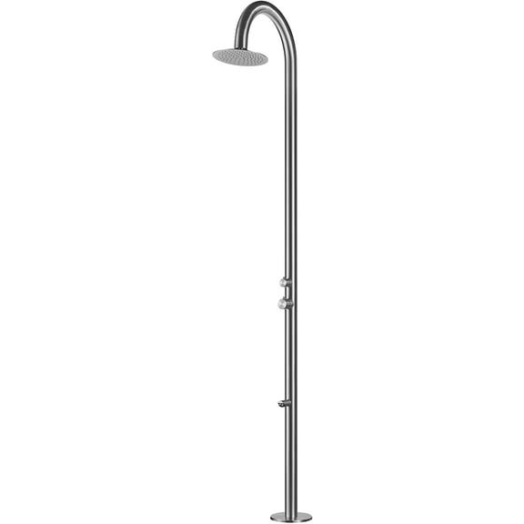 HEATGENE Outdoor Shower System, Showerhead, Foot Spout Rinse, Outdoor Shower Stand for Outside/Poolside/Patio Drench Shower - Brushed