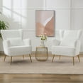 thumbnail image 3 of Modern Corduroy Accent Chair with Pillow, Upholstered Single Sofa Chair Armchair for Living Room Reading Room Bedroom Furniture, White, 3 of 10