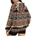 thumbnail image 2 of FOR U DESIGNS Aztec Ethnic Zip Hoodies for Women Oversized Long Sleeve Hoodie Size XS Hooded Sweatshirt Women with Front Zipper Lightweight Down-Shoulder Collar Activewear, 2 of 7