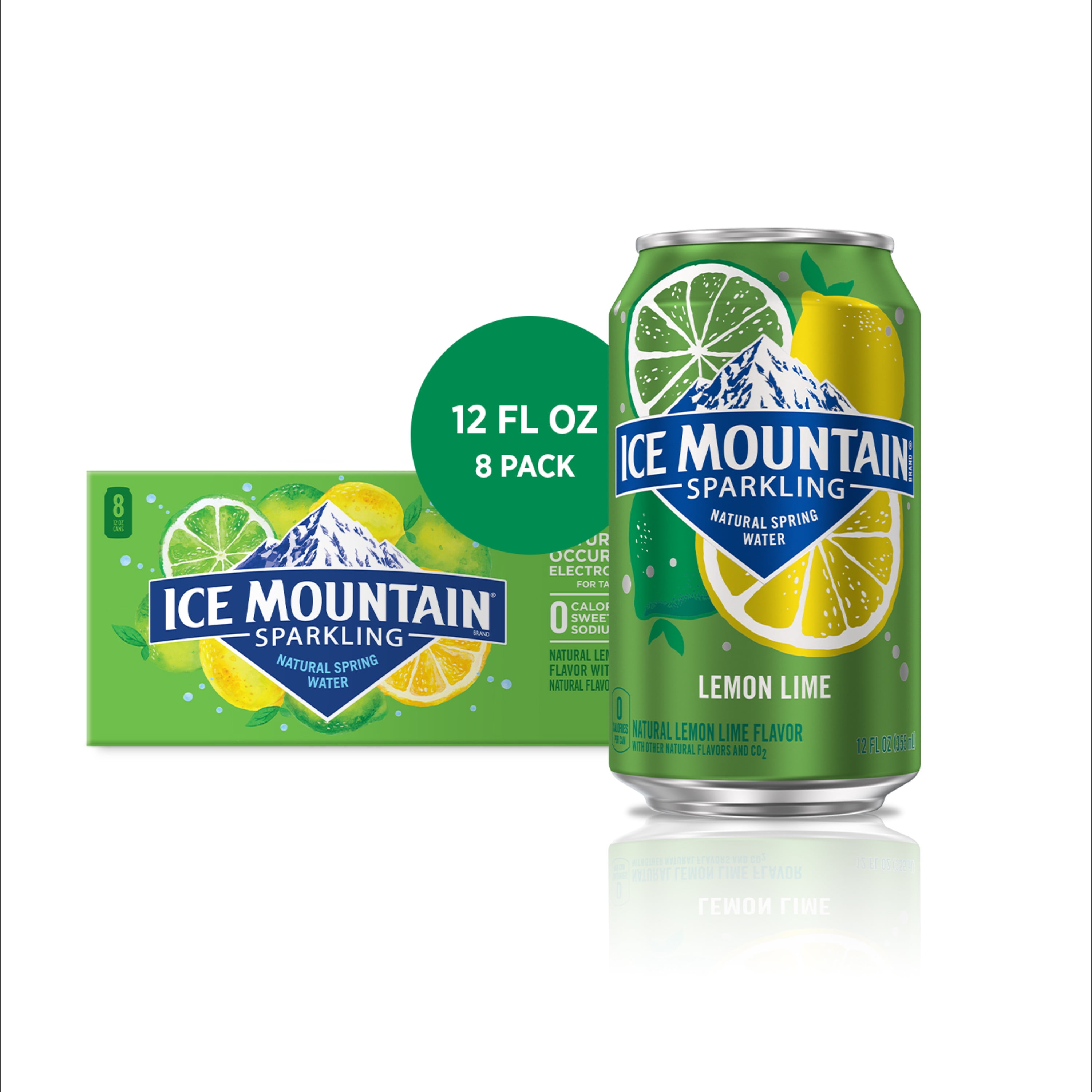 Ice Mountain Sparkling Water, Lemon Lime, 12 oz. Cans (8 Count