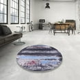 thumbnail image 4 of Ahgly Company Machine Washable Indoor Round Industrial Modern Plum Purple Area Rugs, 6' Round, 4 of 7
