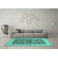 thumbnail image 3 of Ahgly Company Indoor Square Oriental Turquoise Blue Traditional Area Rugs, 3' Square, 3 of 4