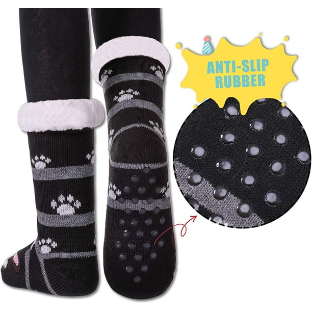6 Pairs Fuzzy Slipper Socks for Womens with Grips Non Slip Soft Microfiber  Fluffy Cozy Warm Winter Socks 