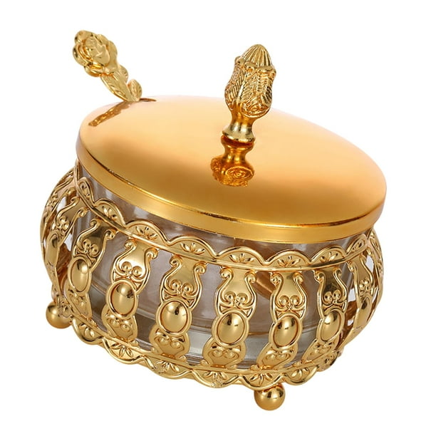 Tarro decorativo dorado para exhibición de buffet, caja de joyería retro a prueba de polvo, contenedor de para eventos, inauguraciones de cas