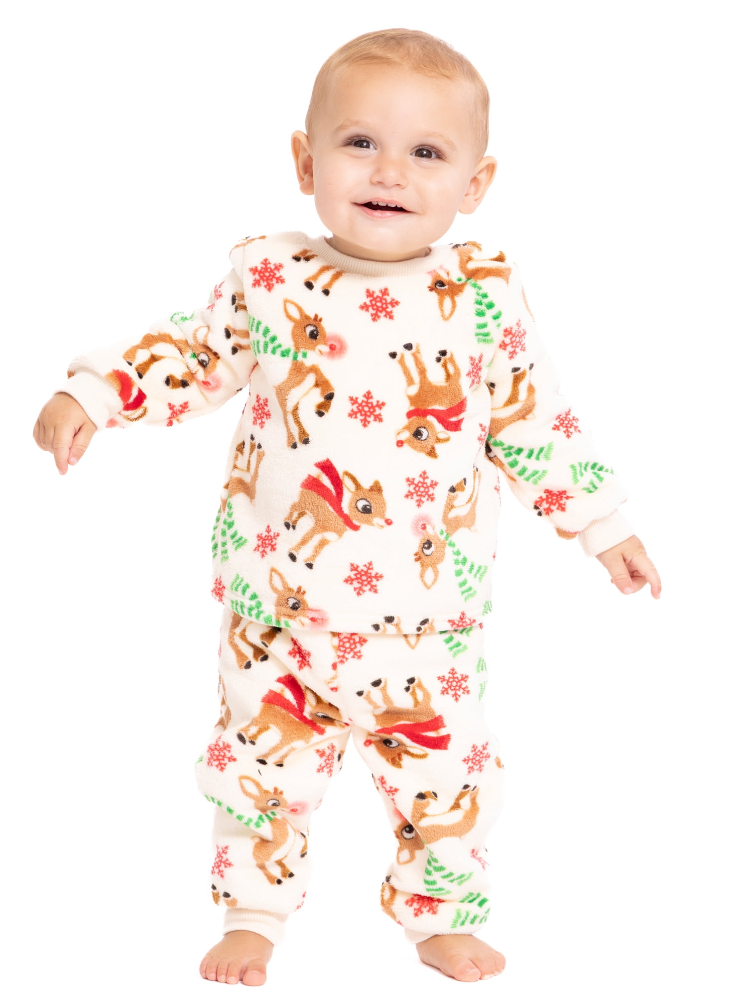 Christmas Rudolph Unisex Baby Print Plush Top and Pants Set, 2-Piece, Sizes Newborn-24M