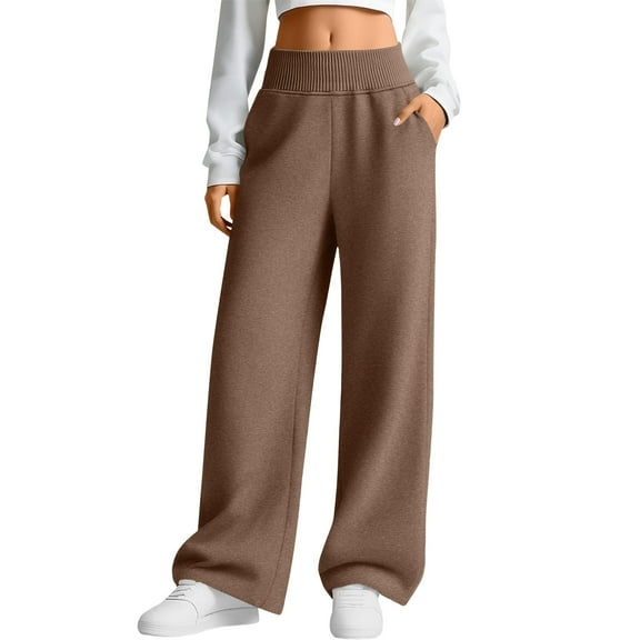 Womens Solid Palazzo Pants High Waisted Athletic-Fit Sweatpants Baggy Stretchy Wide Leg Sweatpant Light Breathable Sweat Pants Gym Workout Running Casual Pants With Pockets