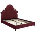 thumbnail image 2 of Valentina Queen Tufted Nailhead Performance Velvet Platform Bed in Maroon, 2 of 5