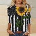 thumbnail image 1 of Mode Femmes Impression Casual V-Cou Manches Courtes T-shirt Tops Floral Print Femmes Tops Gradient Couleur Femmes Tops, 1 of 4