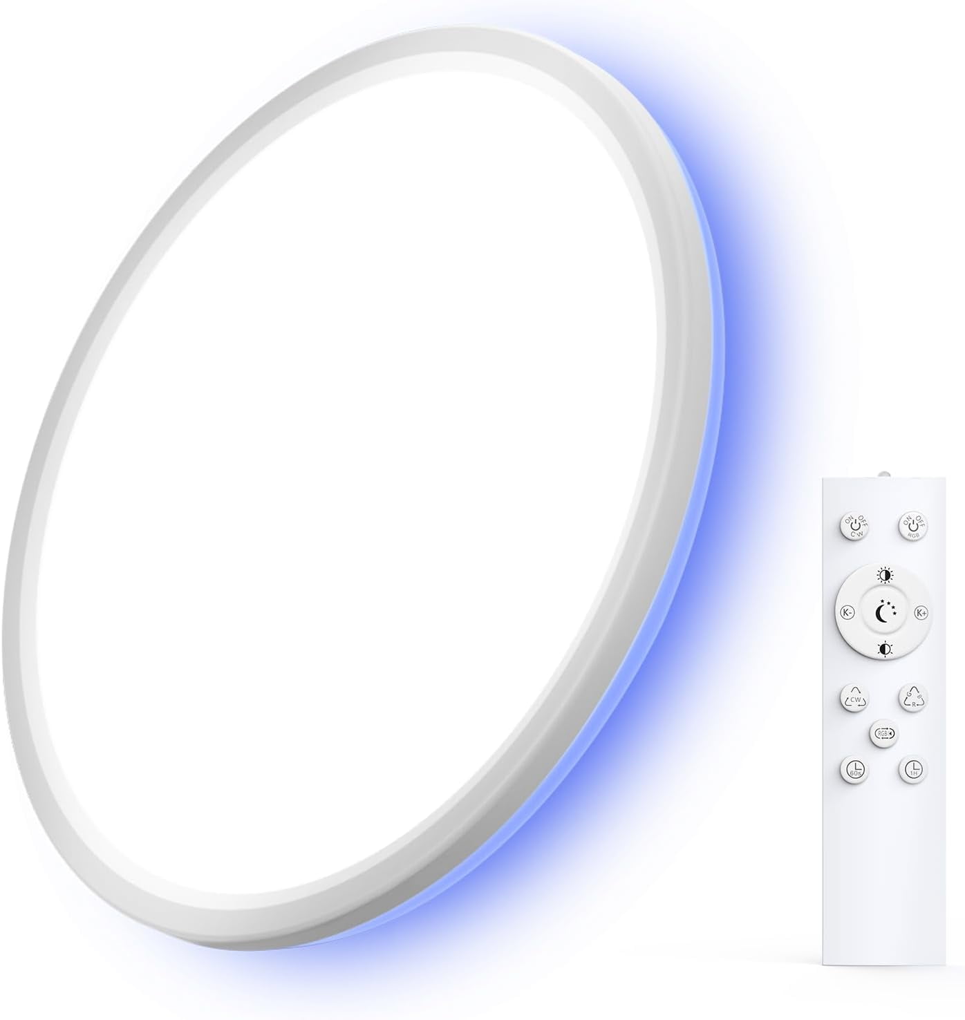 RGHJAR-LED Flush Mount Ceiling Light with Remote, 12 Inch 24W 2600LM Wired RGB Ceiling Lights Fixture with Nightlight and Timer, 3000K-6500K Dimmable Lights for Bedroom, Kitchen, Hallway, 1 Pack