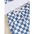 thumbnail image 6 of Suealasg Toddler Boys Baseball Clothes Short Sleeve Letter Print T-Shirts Tops Elastic Waist Checkerboard Shorts 2Pcs Baby Boy Summer Outfits Set, 6 of 7