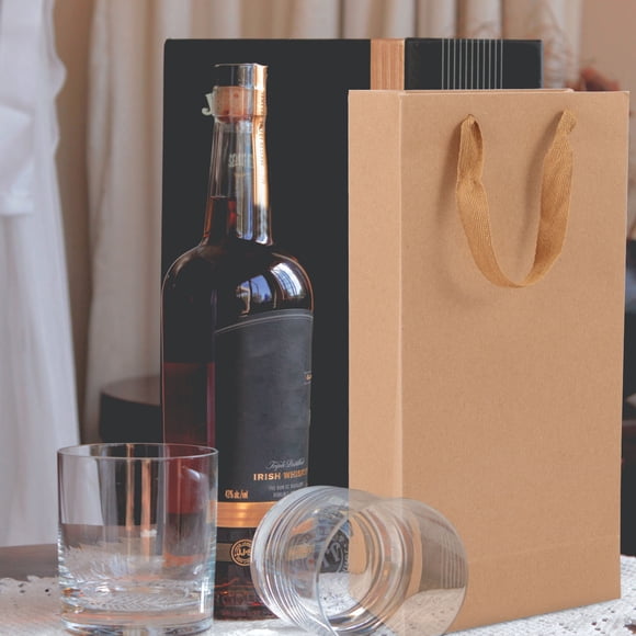 HEATSHAKING 25Pcs Light Brown Wines Bags for Storage and Decoration 13.8x6.7x3.5in
