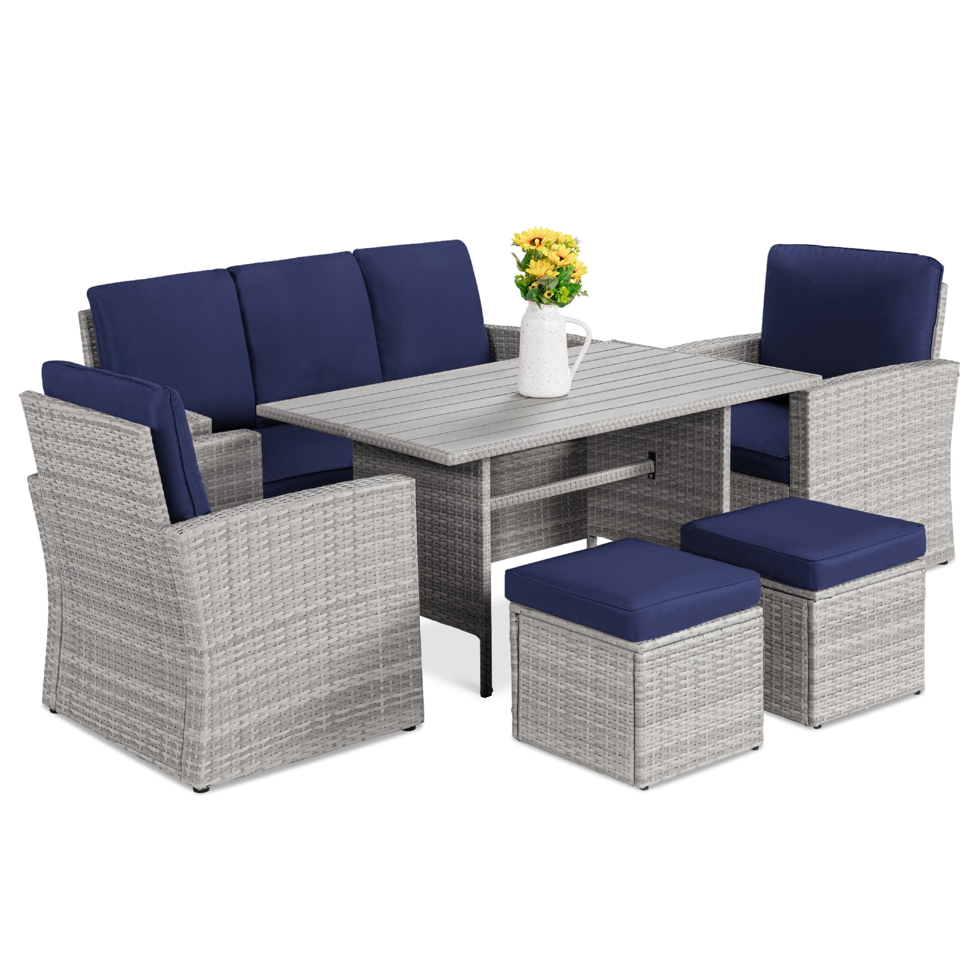 Seater Conversation Wicker Dining Table, Best Patio Furniture For Large Person