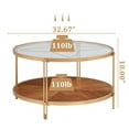 thumbnail image 6 of Gexpusm 32"Round Glass Coffee Table,Wood,Double Layer, Modern, Metal Frame, Gold, 6 of 12
