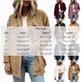thumbnail image 3 of AherBiu Button down Shirt for Women Corduroy Shacket Collared Lapel V Neck Long Sleeve Casual Loose Tops with Pockets(XX-Large,Khaki), 3 of 7