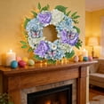 thumbnail image 5 of 19.7" Easter Hydrangea & Butterfly Decorative Wreath, Artificial Floral Hanging Garland Door Decor for Wall & Front Door Spring & Home Decoration, 5 of 6