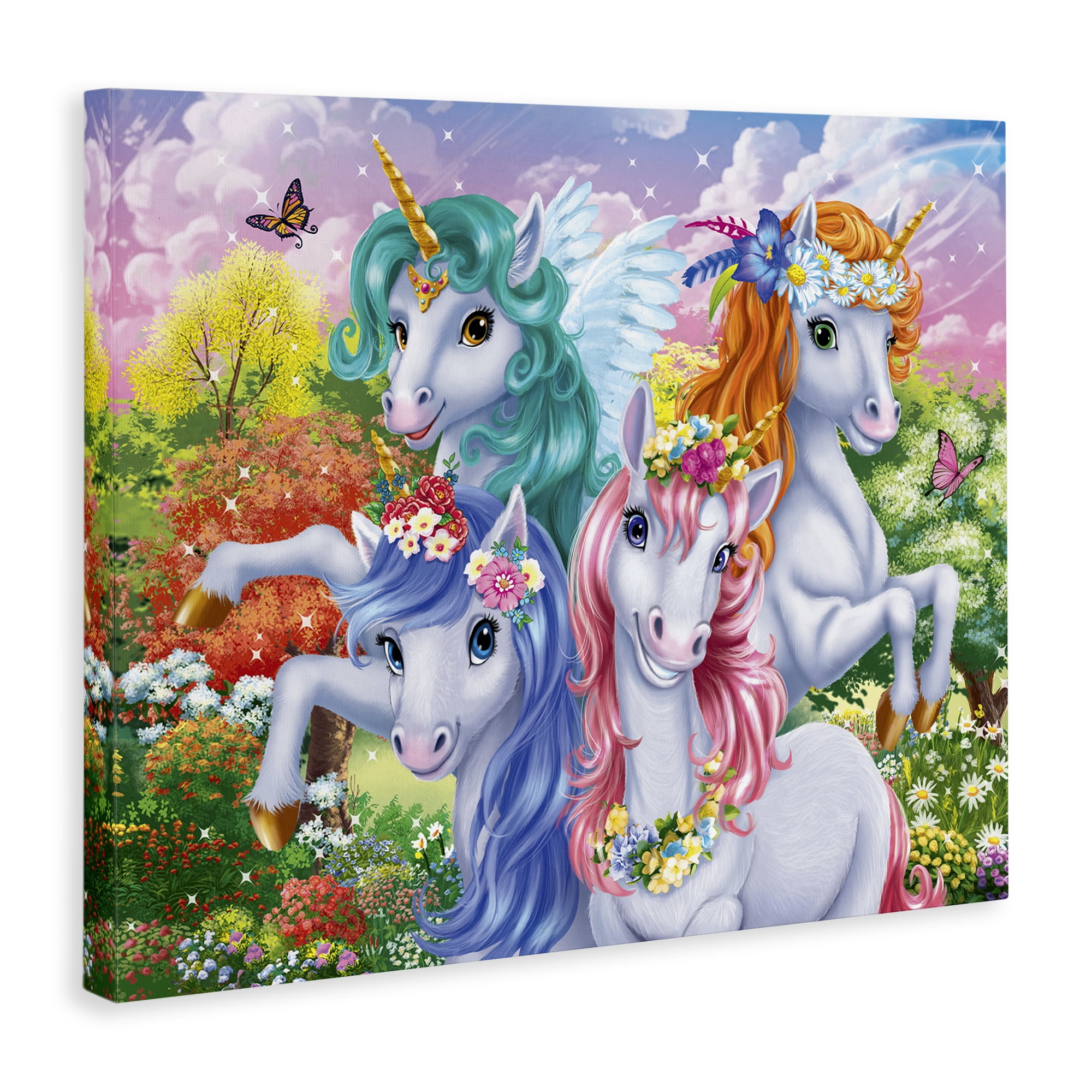 Stupell Industries Cute Unicorn Selfie Fantasy & Sci-Fi Painting Wrapped Canvas Art Print Wall Art, 20 x 16