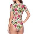 thumbnail image 4 of The Xecao Rose Flowers Women's Crew Neck Body Suit, a short-sleeved bodysuit and basic swimsuit, both comfort and style for dating and daily life, 4 of 9