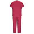thumbnail image 3 of CheerKidz Pants Sets for Women Solid Color Drawstring Pants Protective-Suit Short Sleeve V-Neck Shirts Sets with Pockets 2 Piece Outfits(Hot Pink,L), 3 of 5