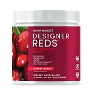 Designer Wellness, Designer Reds, Daily Superfood Powder with Beet Root, Support for Energy, Stress, Immune Health, Heart Health, and Digestive Health, Cherry Berry, 30 Servings