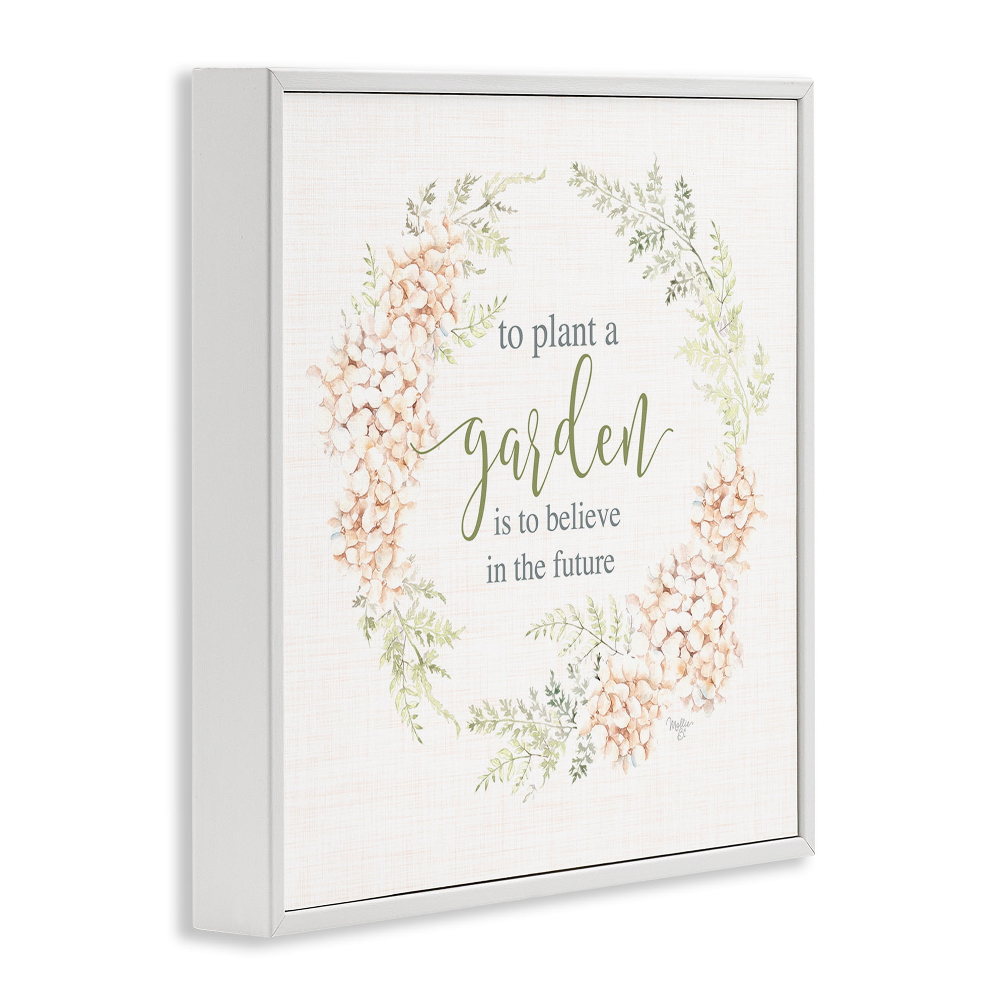 Stupell Industries Inspiring Plant A Garden Botanical & Floral Painting White Framed Art Print Wall Art, 12 x 12