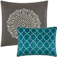 thumbnail image 3 of Nanshing Avalon 8 Piece Trellis Moroccan Print Comforter Set, Teal/Grey, Queen, 3 of 8