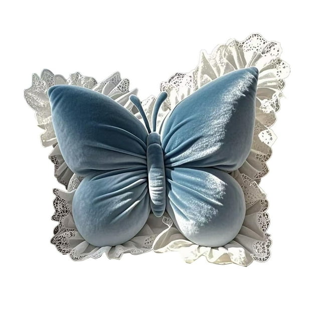 Cojín decorativo de mariposa para la espalda, 50 x 39 cm, soporte para la cintura azul